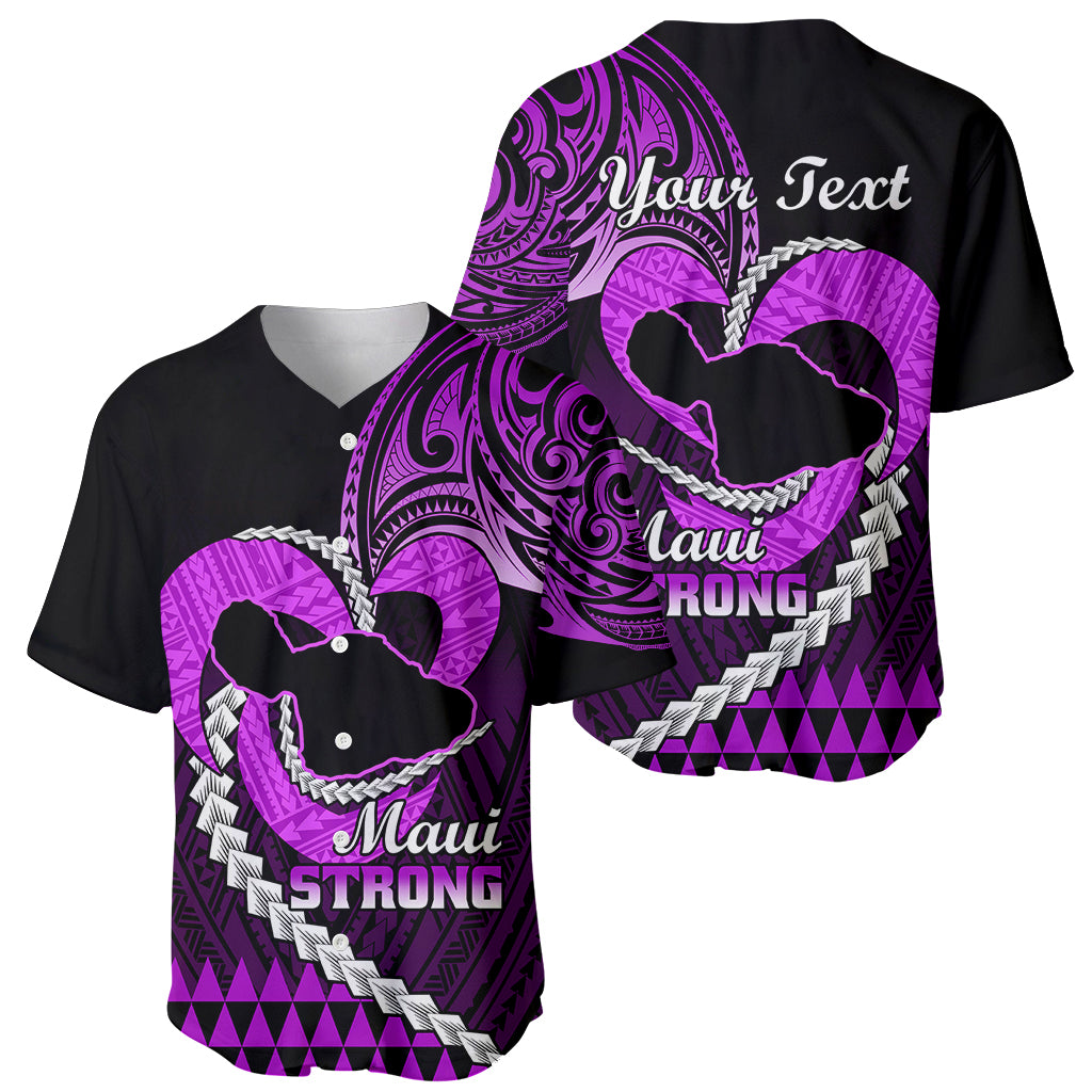 Personalised Hawaii Baseball Jersey Maui Be Strong Kakau Purple Version LT01 - Polynesian Pride