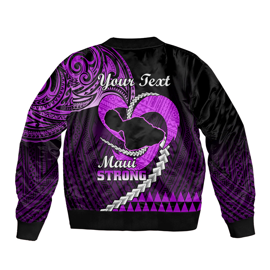 Personalised Hawaii Bomber Jacket Maui Be Strong Kakau Purple Version LT01 - Polynesian Pride