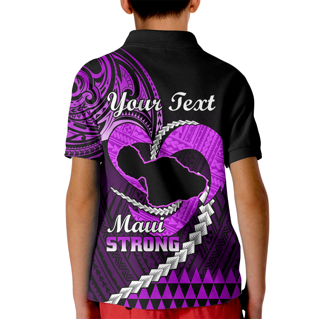 Personalised Hawaii Kid Polo Shirt Maui Be Strong Kakau Purple Version LT01 - Polynesian Pride