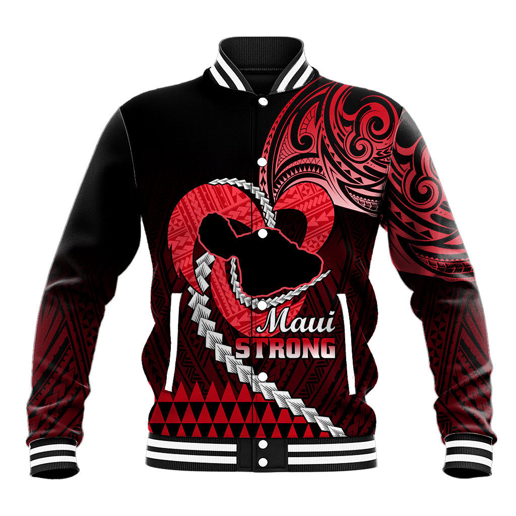 Personalised Hawaii Baseball Jacket Maui Be Strong Kakau Red Version LT01 Unisex Red - Polynesian Pride