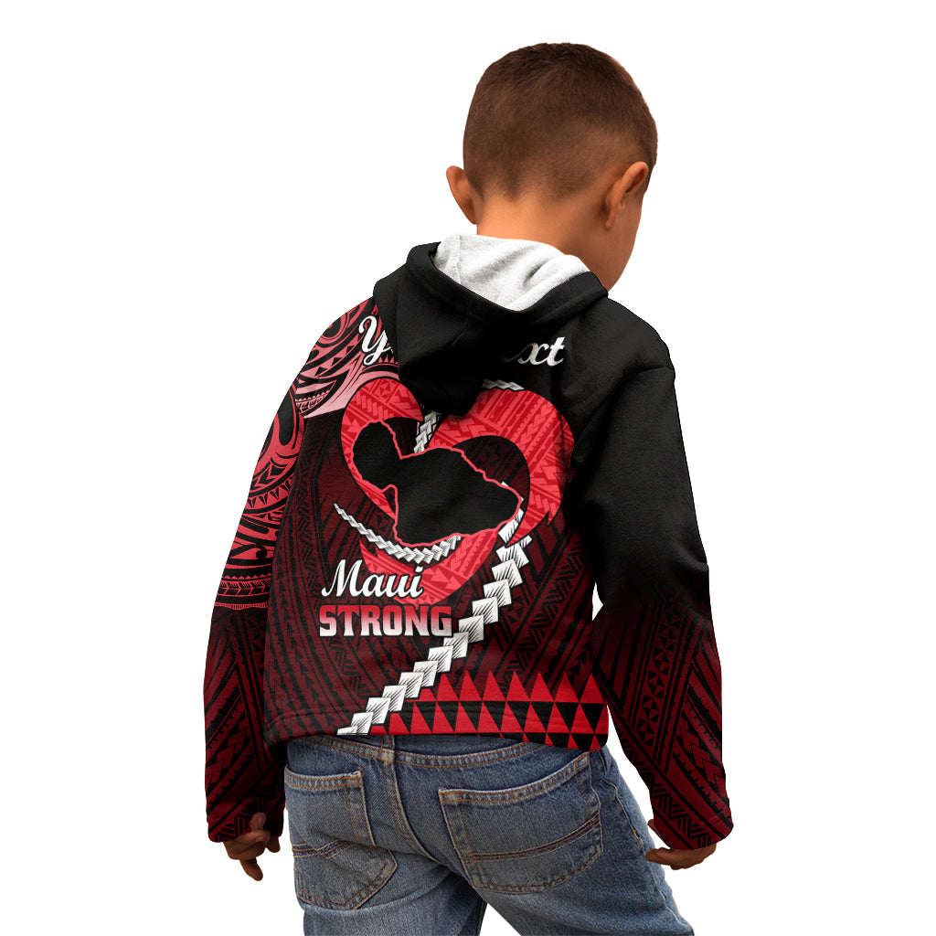 Personalised Hawaii Kid Hoodie Maui Be Strong Kakau Red Version LT01 - Polynesian Pride