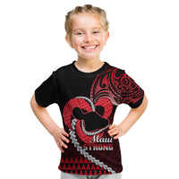 Personalised Hawaii Kid T Shirt Maui Be Strong Kakau Red Version LT01 Red - Polynesian Pride
