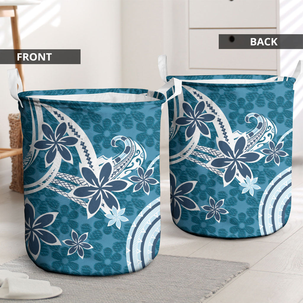 Hawaii Pupuala Plumeria Blue Laundry Basket Polynesian Pattern LT01 - Polynesian Pride