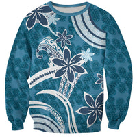 Hawaii Pupuala Plumeria Blue Sweatshirt Polynesian Pattern LT01 Unisex Blue - Polynesian Pride