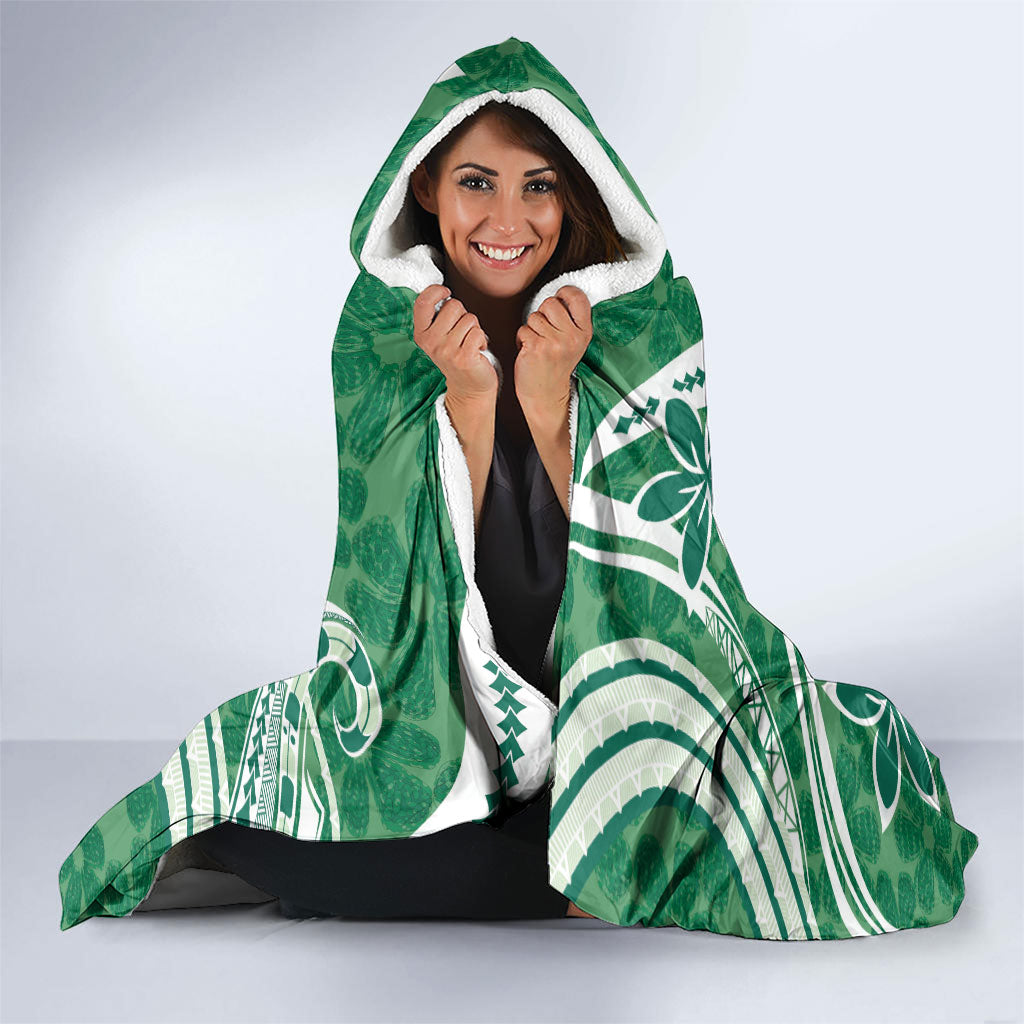 Hawaii Pupuala Plumeria Green Hooded Blanket Polynesian Pattern LT01 - Polynesian Pride