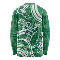 Hawaii Pupuala Plumeria Green Long Sleeve Shirt Polynesian Pattern LT01 - Polynesian Pride