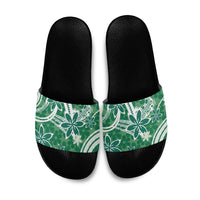 Hawaii Pupuala Plumeria Green Slide Sandals Polynesian Pattern LT01 Green - Polynesian Pride