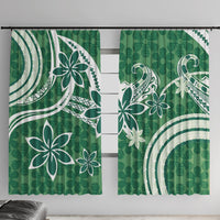 Hawaii Pupuala Plumeria Green Window Curtain Polynesian Pattern LT01 With Hooks Green - Polynesian Pride