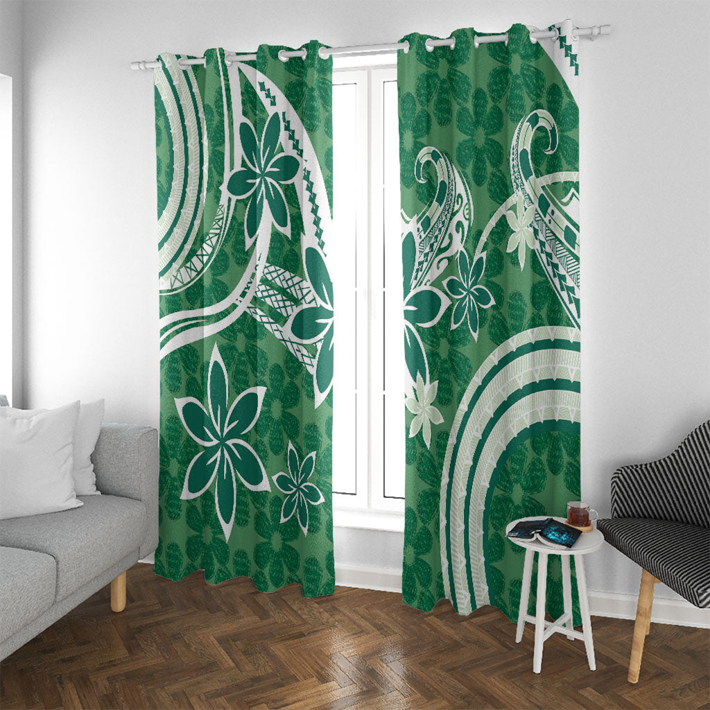 Hawaii Pupuala Plumeria Green Window Curtain Polynesian Pattern LT01 With Grommets Green - Polynesian Pride
