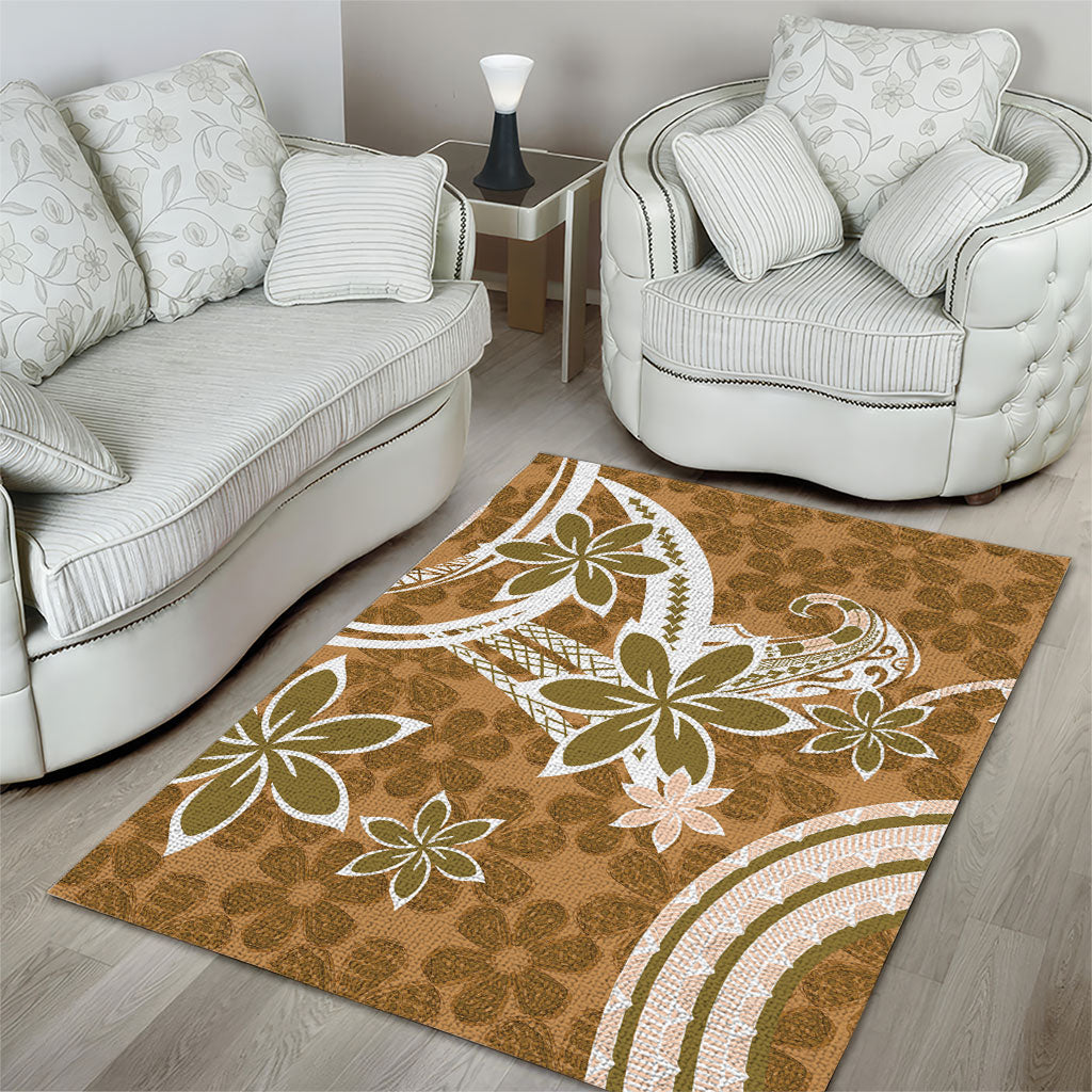 Hawaii Pupuala Plumeria Light Brown Area Rug Polynesian Pattern LT01 - Polynesian Pride