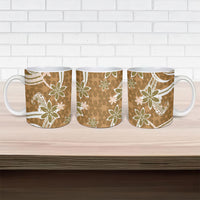 Hawaii Pupuala Plumeria Light Brown Ceramic Mug Polynesian Pattern LT01 - Polynesian Pride