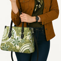 Hawaii Pupuala Plumeria Olive Green Leather Bag Polynesian Pattern LT01 - Polynesian Pride