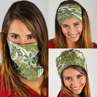 Hawaii Pupuala Plumeria Olive Green Neck Gaiter Polynesian Pattern LT01 - Polynesian Pride