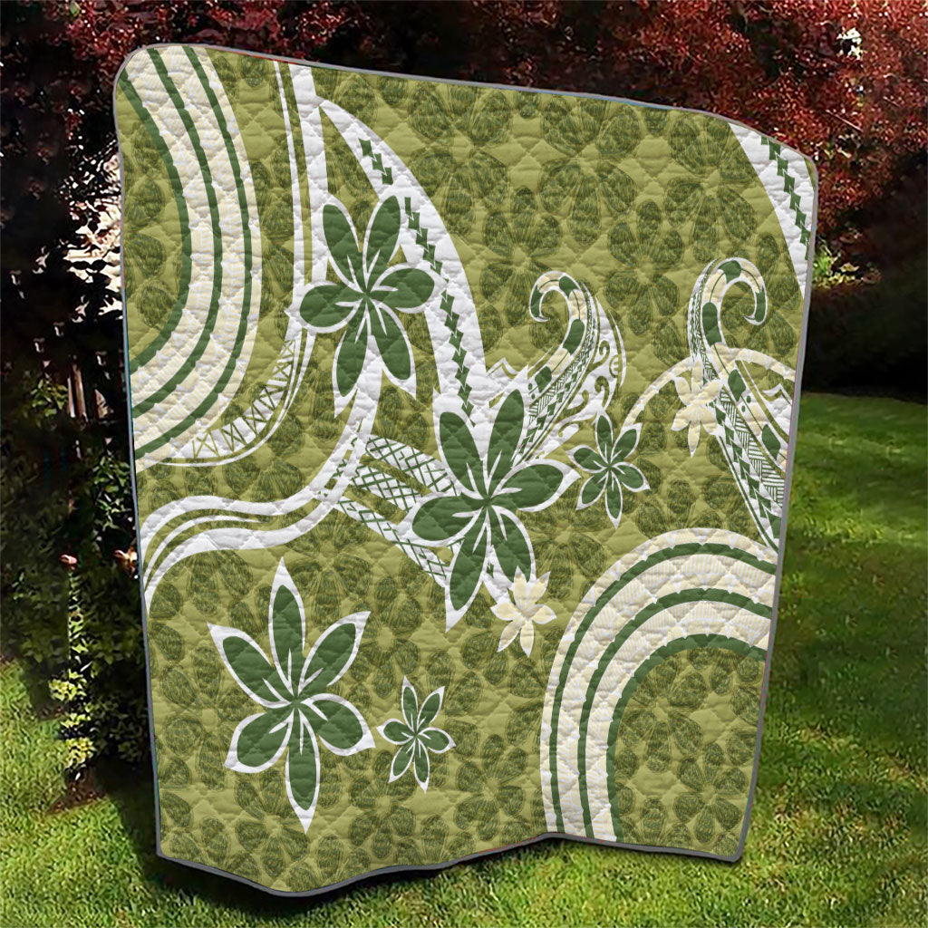 Hawaii Pupuala Plumeria Olive Green Quilt Polynesian Pattern LT01 - Polynesian Pride