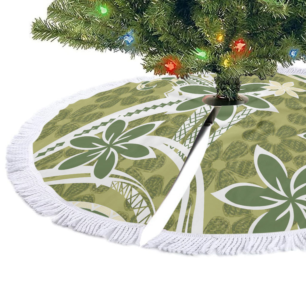Hawaii Pupuala Plumeria Olive Green Tree Skirt Polynesian Pattern LT01 - Polynesian Pride