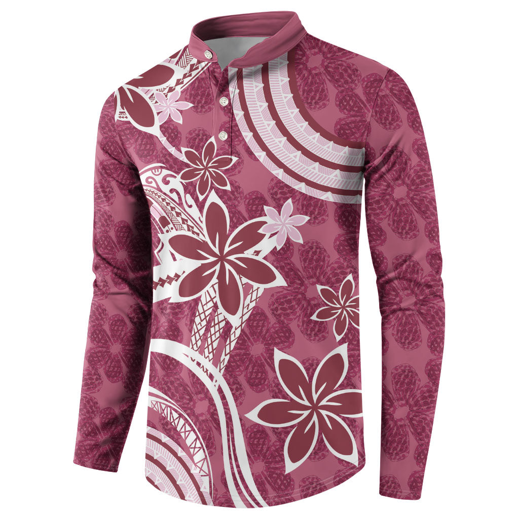 Hawaii Pupuala Plumeria Pink Button Sweatshirt Polynesian Pattern LT01 - Polynesian Pride