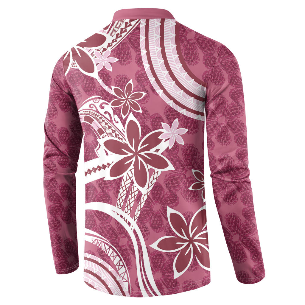 Hawaii Pupuala Plumeria Pink Button Sweatshirt Polynesian Pattern LT01 - Polynesian Pride