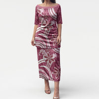 Hawaii Pupuala Plumeria Pink Puletasi Polynesian Pattern LT01 Long Dress Pink - Polynesian Pride