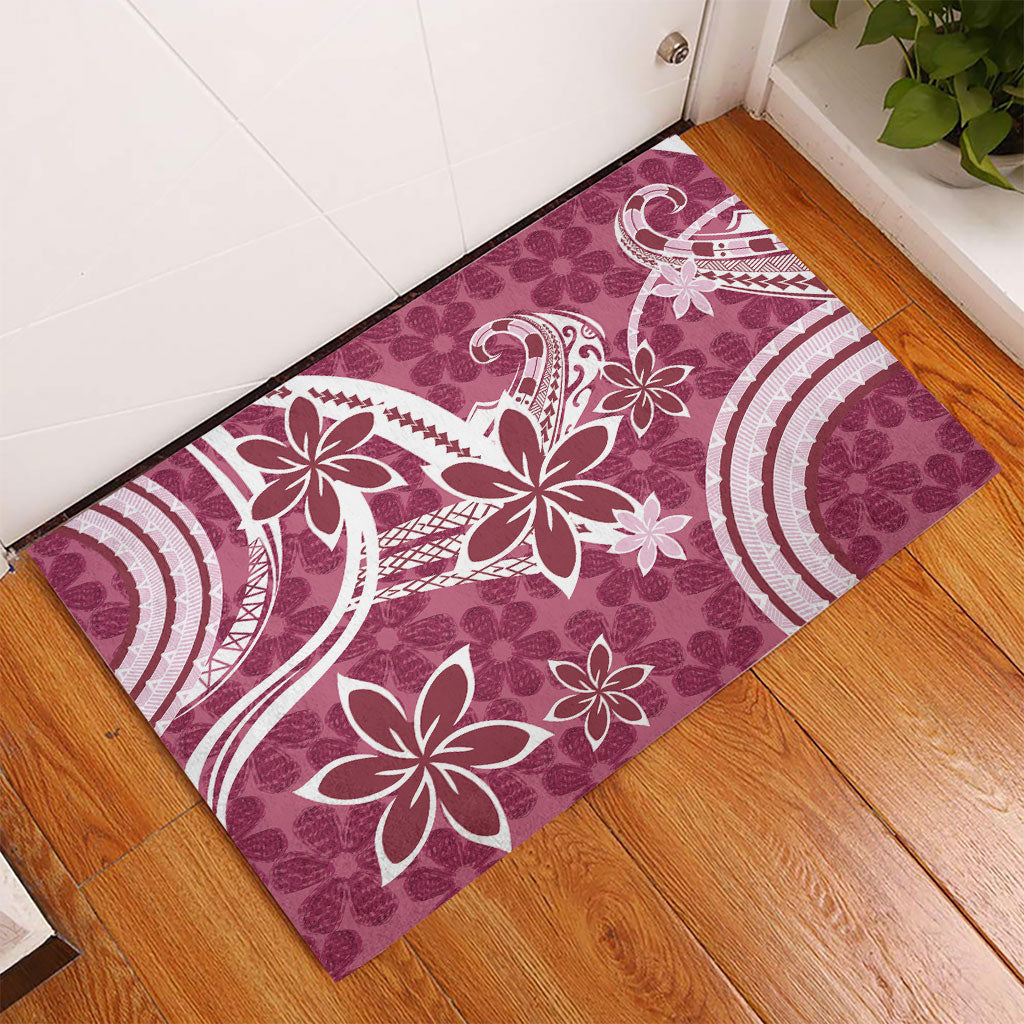 Hawaii Pupuala Plumeria Pink Rubber Doormat Polynesian Pattern LT01 - Polynesian Pride