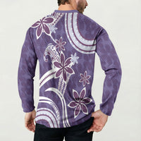 Hawaii Pupuala Plumeria Purple Button Sweatshirt Polynesian Pattern LT01 - Polynesian Pride
