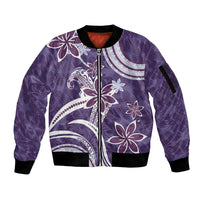 Hawaii Pupuala Plumeria Purple Sleeve Zip Bomber Jacket Polynesian Pattern LT01 Unisex Purple - Polynesian Pride