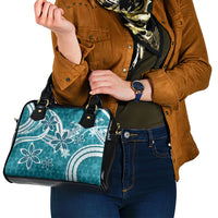 Hawaii Pupuala Plumeria Teal Shoulder Handbag Polynesian Pattern LT01 - Polynesian Pride