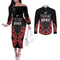 Toitu Te Tiriti 1840 Aotearoa Couples Matching Off The Shoulder Long Sleeve Dress and Long Sleeve Button Shirt Stand Together Stand Stronger