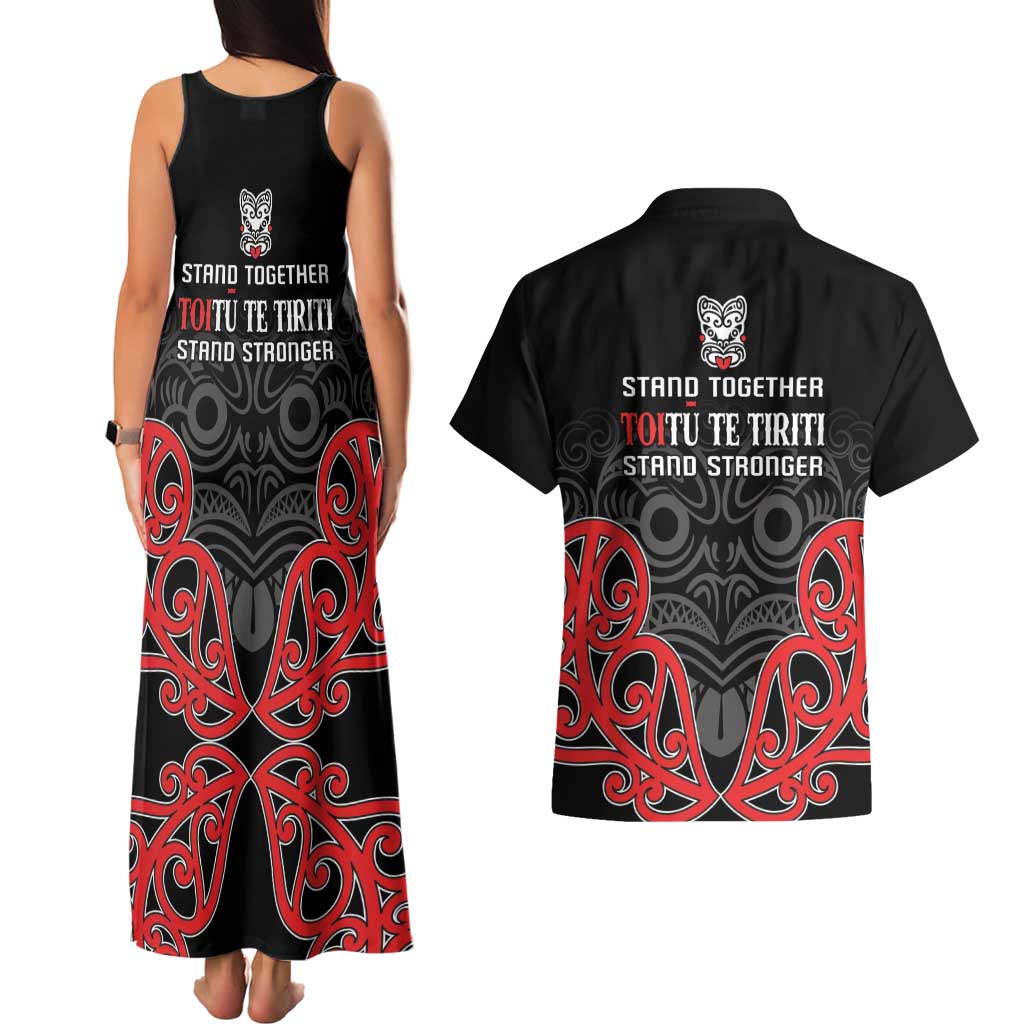 Toitu Te Tiriti 1840 Aotearoa Couples Matching Tank Maxi Dress and Hawaiian Shirt Stand Together Stand Stronger