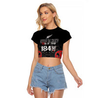 Toitu Te Tiriti 1840 Aotearoa Raglan Cropped T Shirt Stand Together Stand Stronger LT01 Female Black - Polynesian Pride
