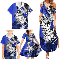 Polynesian Valentine Family Matching Summer Maxi Dress and Hawaiian Shirt Couple Floral Unique Blue Version LT01 - Polynesian Pride