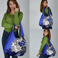 Polynesian Valentine Grocery Bag Couple Floral Unique Blue Version
