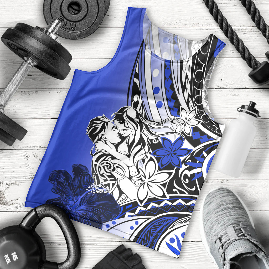 Polynesian Valentine Men Tank Top Couple Floral Unique Blue Version LT01 - Polynesian Pride