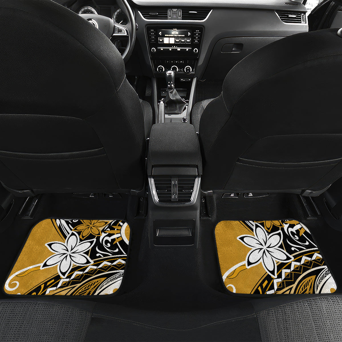 Polynesian Valentine Car Mats Couple Floral Unique Gold Version LT01 - Polynesian Pride