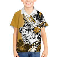 Polynesian Valentine Family Matching Tank Maxi Dress and Hawaiian Shirt Couple Floral Unique Gold Version LT01 Son's Shirt Gold - Polynesian Pride