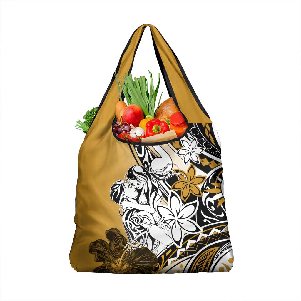Polynesian Valentine Grocery Bag Couple Floral Unique Gold Version