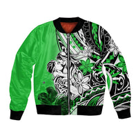 Polynesian Valentine Bomber Jacket Couple Floral Unique Green Version LT01 Unisex Green - Polynesian Pride