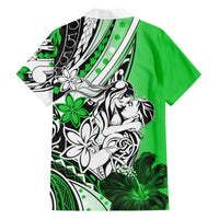 Polynesian Valentine Family Matching Puletasi and Hawaiian Shirt Couple Floral Unique Green Version LT01 - Polynesian Pride