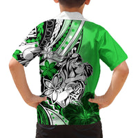 Polynesian Valentine Family Matching Tank Maxi Dress and Hawaiian Shirt Couple Floral Unique Green Version LT01 - Polynesian Pride
