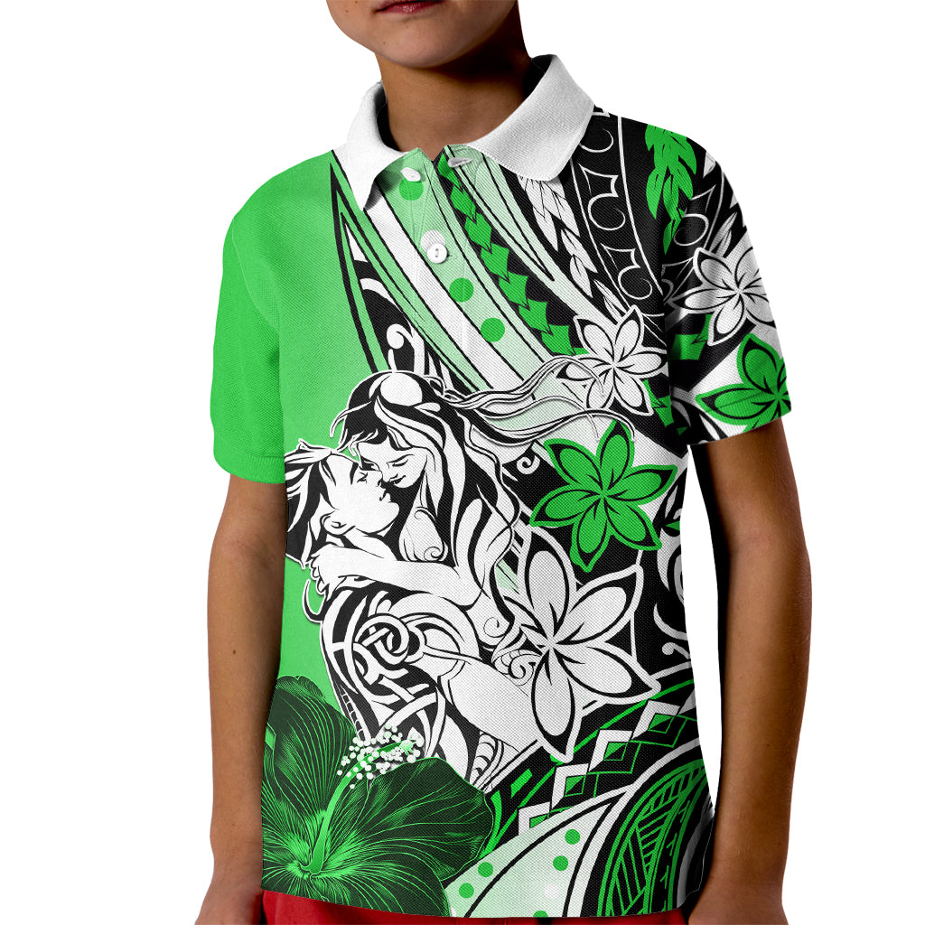Polynesian Valentine Kid Polo Shirt Couple Floral Unique Green Version LT01 Kid Green - Polynesian Pride