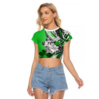 Polynesian Valentine Raglan Cropped T Shirt Couple Floral Unique Green Version LT01 Female Green - Polynesian Pride