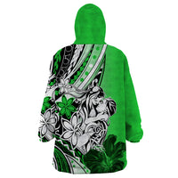 Polynesian Valentine Wearable Blanket Hoodie Couple Floral Unique Green Version LT01 - Polynesian Pride
