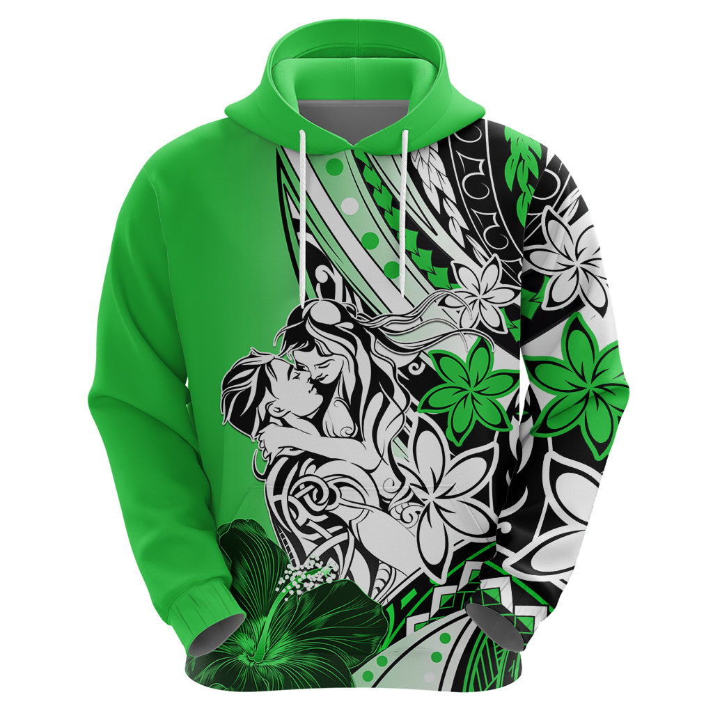 Polynesian Valentine Zip Hoodie Couple Floral Unique Green Version LT01 - Polynesian Pride