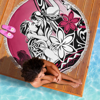 Polynesian Valentine Beach Blanket Couple Floral Unique Pink Version LT01 - Polynesian Pride