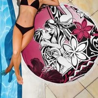 Polynesian Valentine Beach Blanket Couple Floral Unique Pink Version LT01 - Polynesian Pride