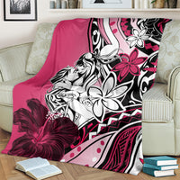 Polynesian Valentine Blanket Couple Floral Unique Pink Version LT01 - Polynesian Pride