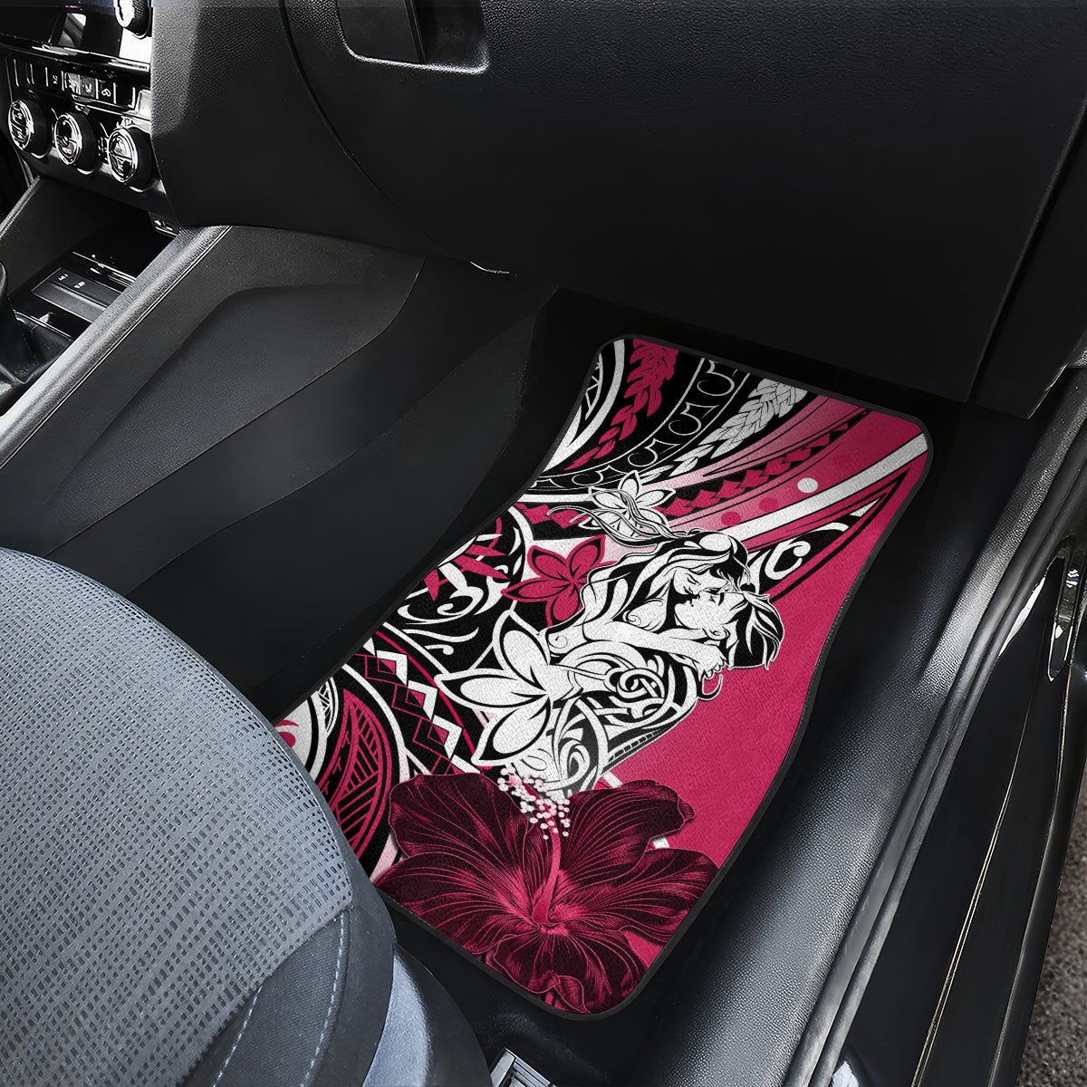 Polynesian Valentine Car Mats Couple Floral Unique Pink Version LT01 - Polynesian Pride