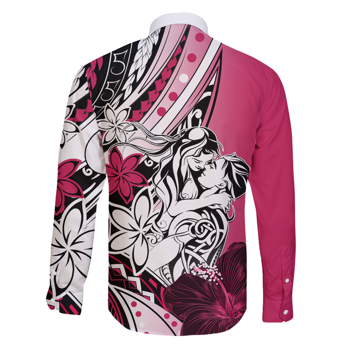 Polynesian Valentine Family Matching Off Shoulder Short Dress and Hawaiian Shirt Couple Floral Unique Pink Version LT01 - Polynesian Pride