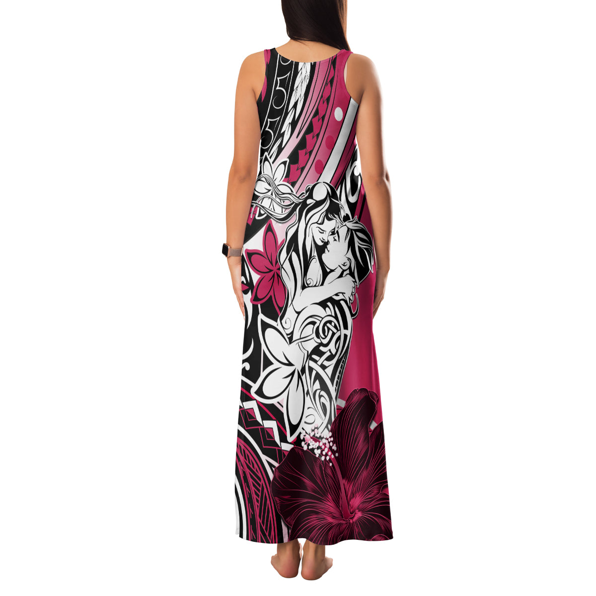 Polynesian Valentine Family Matching Tank Maxi Dress and Hawaiian Shirt Couple Floral Unique Pink Version LT01 - Polynesian Pride