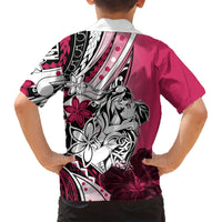 Polynesian Valentine Kid Hawaiian Shirt Couple Floral Unique Pink Version LT01 - Polynesian Pride