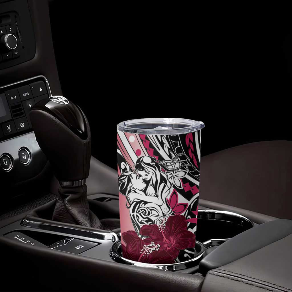 Polynesian Valentine Tumbler Cup Couple Floral Unique Pink Version